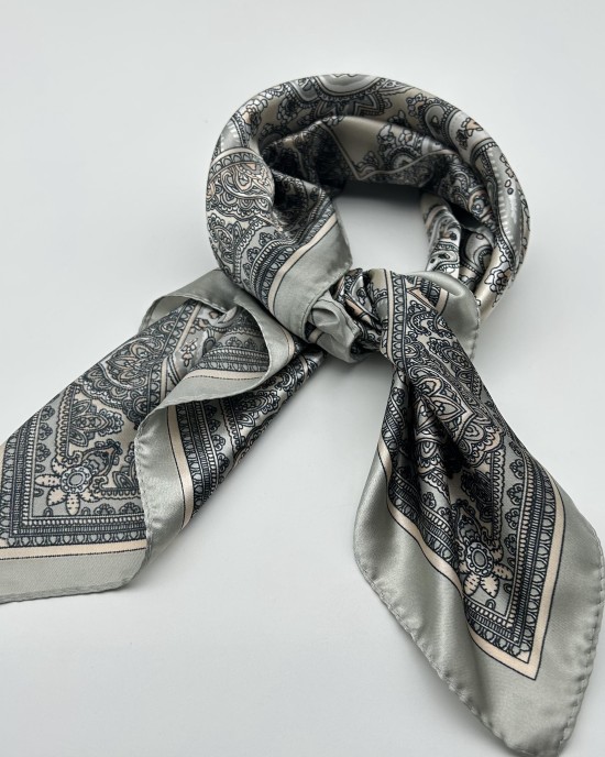 Khaki retro small silk scarf